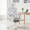 Reclining Mesh Desk Chair with Headrest, Lumbar Support, Footrest and Adjustable Height, Light Gray