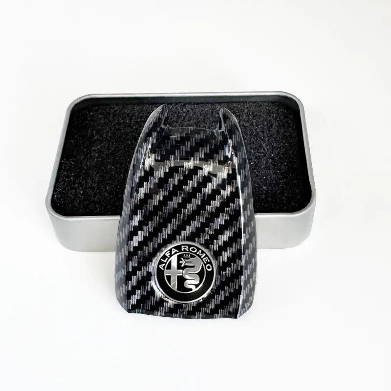 NSHGA1 Car Logo Key Cover Replacement Key Case for Alfa Romeo Giulia Stelvio Tonale Carbon Fiber Style