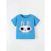 Children's Short-Sleeved Summer New Style European and American Girls' Casual Patchwork Rabbit Round-Neck Shirt Pure Cotton T-Shirt Top 345