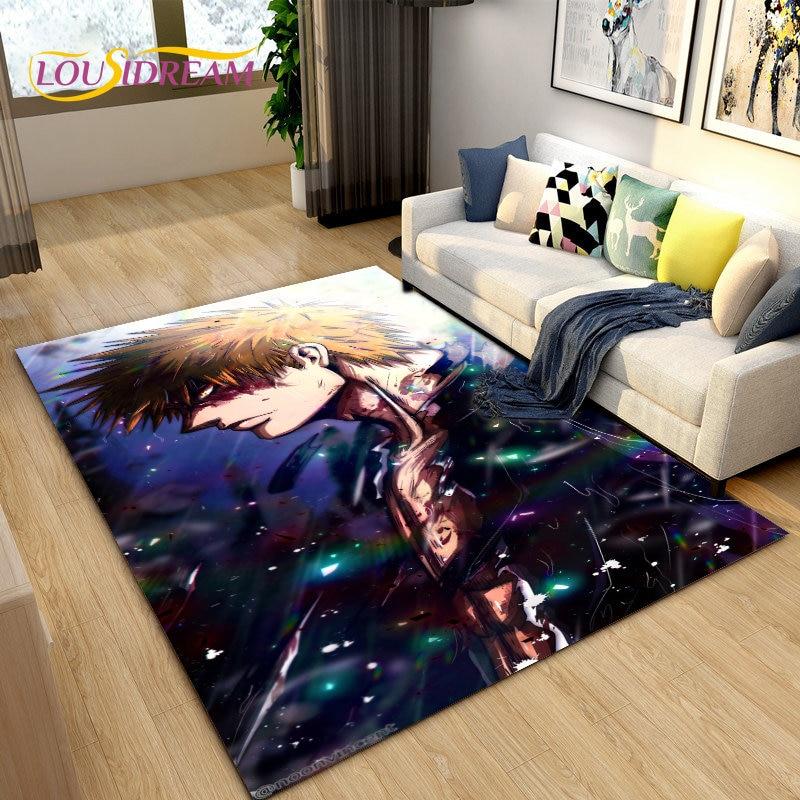 Bleach Japan Anime Cartoon Area Tapete Grande, Tapete de Carpete para Sala de Estar Quarto Sofá Capacho Decoração, Tapete de Piso Antiderrapante para Brincar de Criança