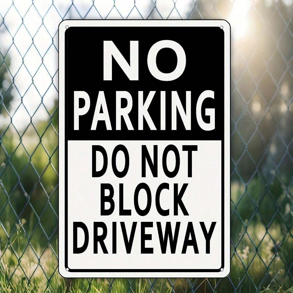 DDB Vintage No Parking No Blocking Driveway Metal Tin Sign Rust Resistant Yard Wall Decoration Full Color Unframed Plaque