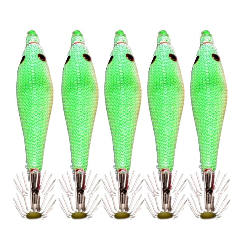 5pcs Squid Jig Hooks Glow Blowing Tube Fishing Hook Artificial Luminous Squid Sleeve Lures Hook Squid Catcher Hard Baits