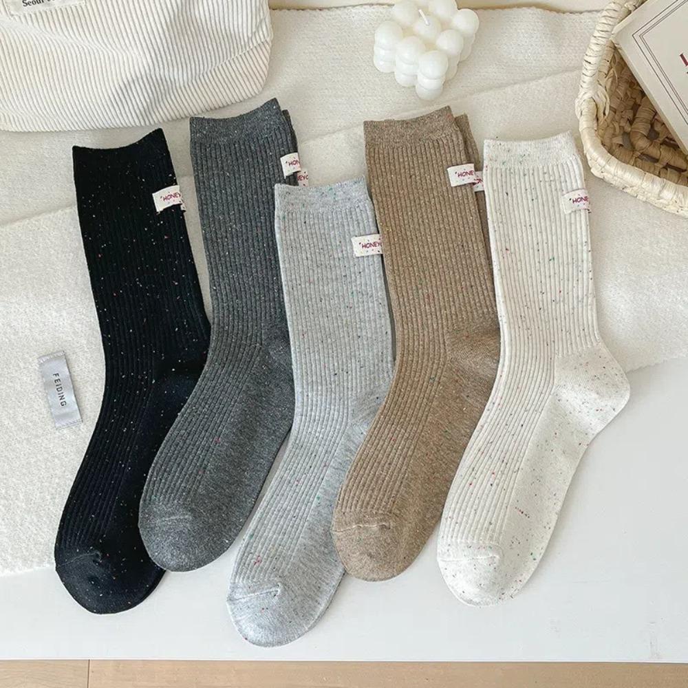 Cotton Middle Tube Socks Heel Label Warm Socks Fashion Knitted Socks  Autumn