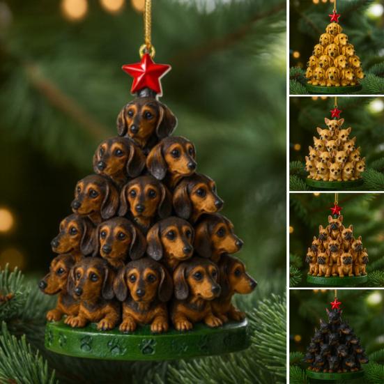 1/5Pcs Dog Christmas Ornament with Lanyard Puppy Pendant Acrylic Keepsake Decoration Indoor Outdoor Festive Tree Decor