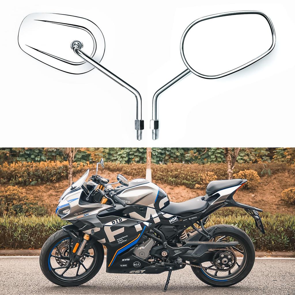 WTZMOTO Chrome M10 Motorcycle Rearview These Aluminum Chrome Rearview Mirrors Are Compatible with Touring and Street Including the Shadow Fury Road