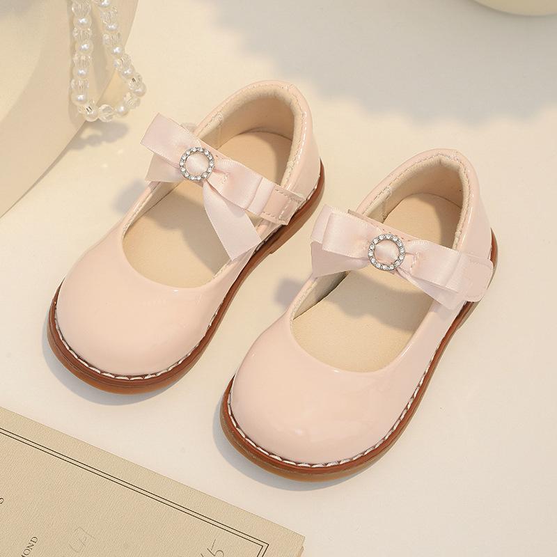 Girls Pink Bow Rhinestone Mary Jane Shoes 21