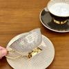 Bone Coffee Mug Set Ceramic Classic Grid Mug Coffeware Sets with Gifts Box Packing Wedding Gifts Chinese Tea Cup Drinkware