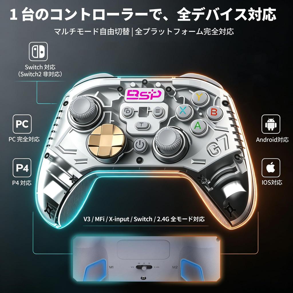 Switch Controller P4 Controller New Version TURBO Rapid Fire Back Macro Bluetooth Gyro Mechanical Hall Compatible with Japanese Instruction Manual