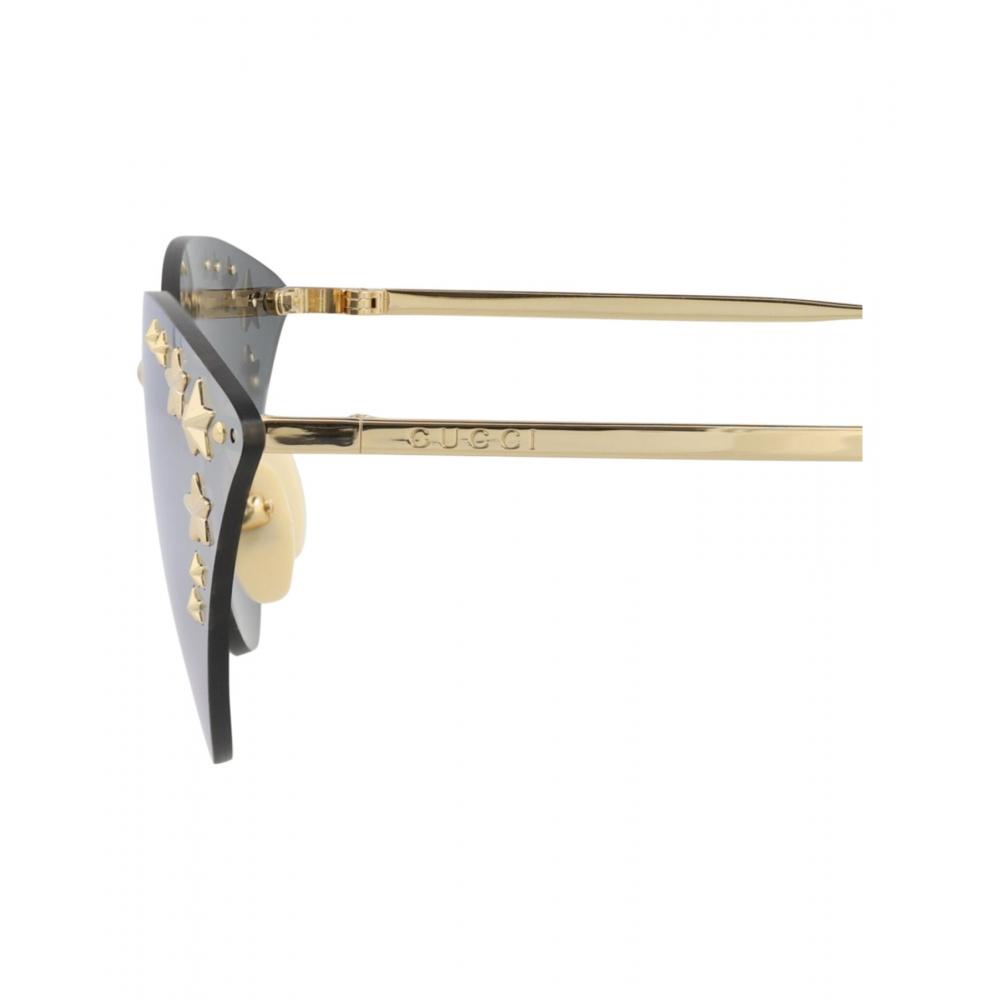 Gucci Cat Eye Frame Metal Sunglasses Gold Gold Silver
