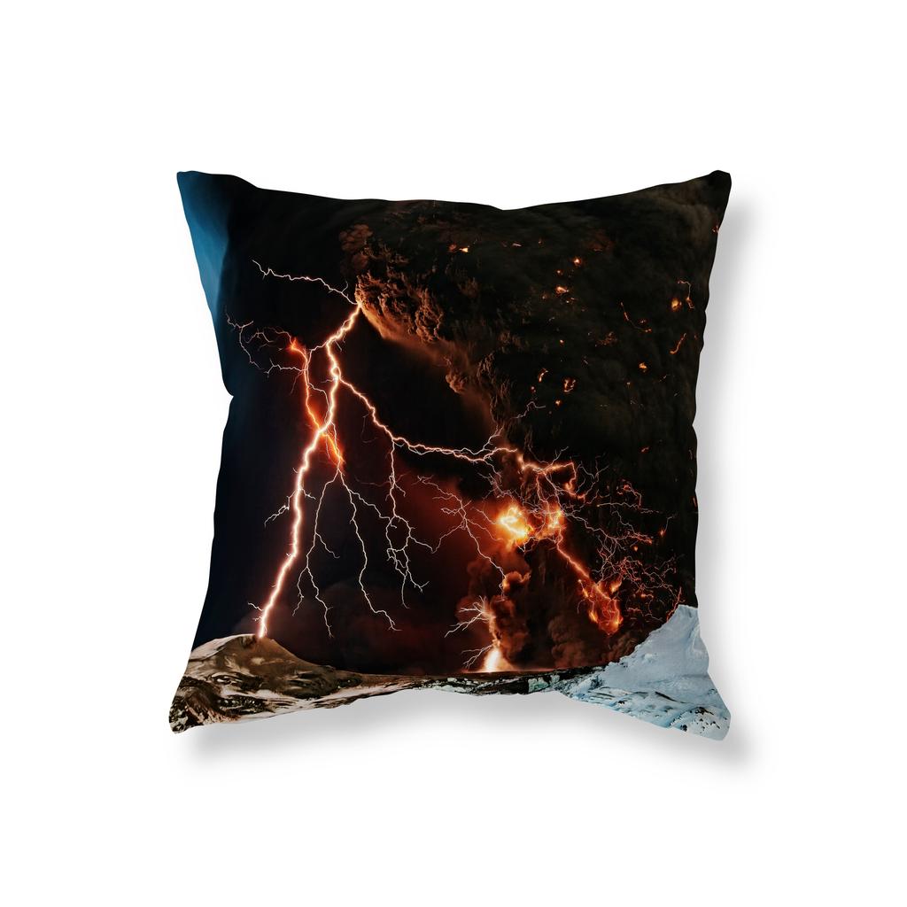 Volcanic Eruption Lightning Landscape Throw Pillow Cover Sofa Decorative Pillow Cover Chair Cushion Cover Room Home Decor