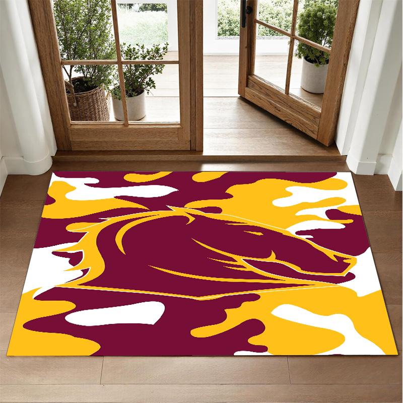 Brisbane Broncos Design Crystal Velvet Rug Soft Decorative Mat for Bedroom Entrance