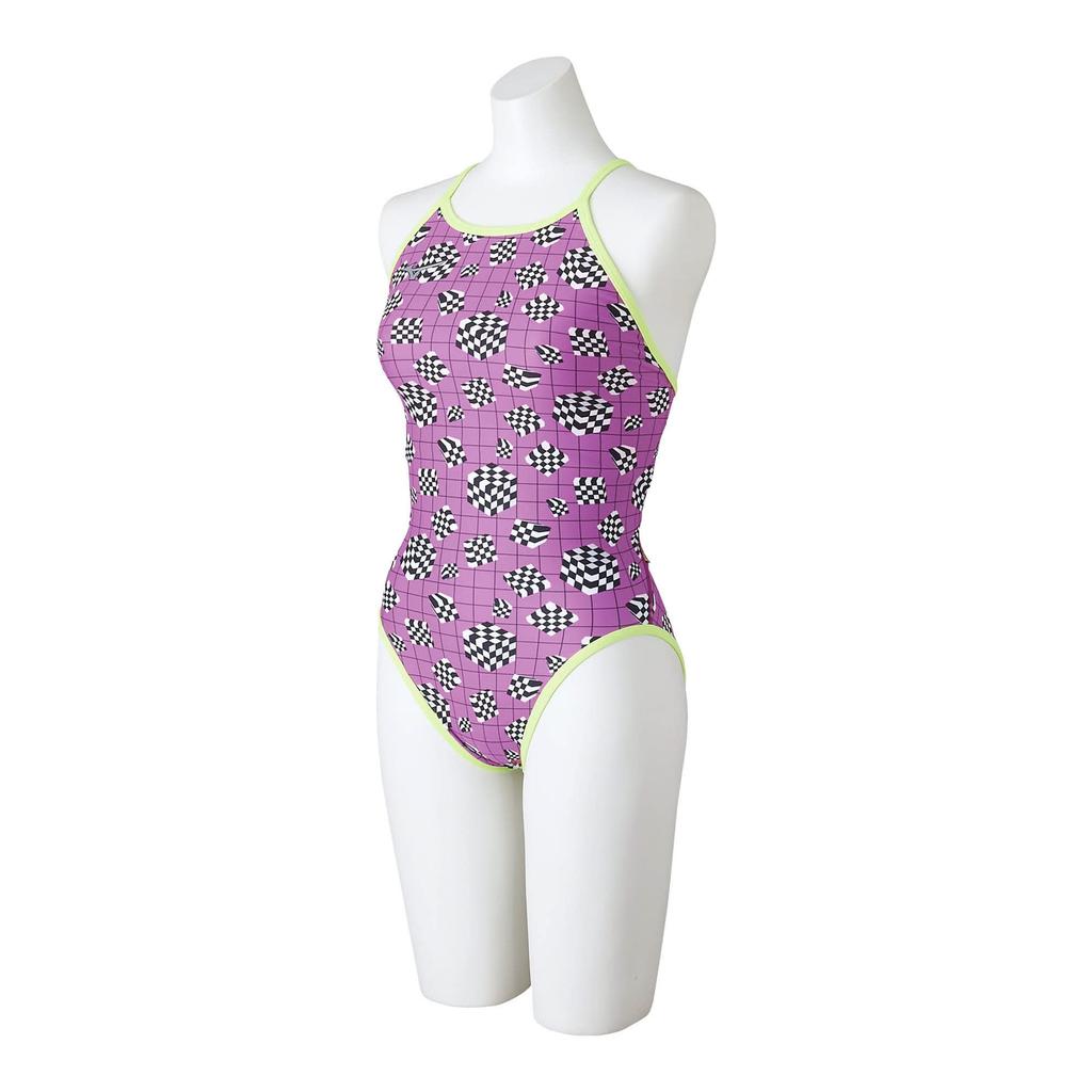Mizuno EXER SUITS Medium Cut Swimsuit for Competitive Swimming and Training N2MA2766 Size L Women's [Ri Collection] 67 Purple,