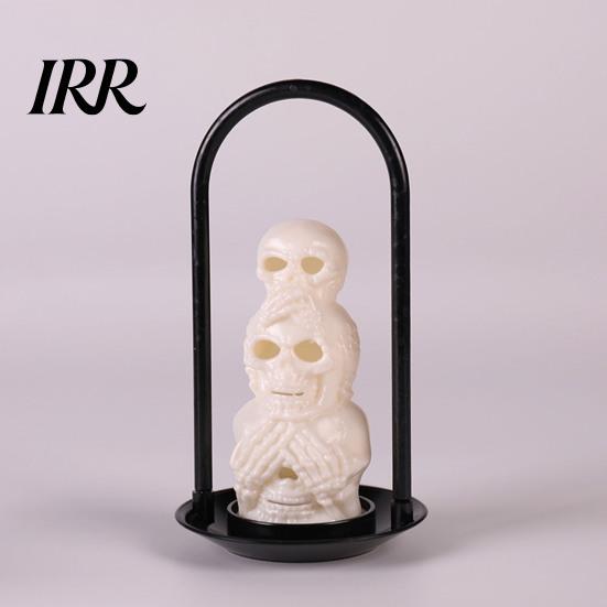 Battery Operated Halloween Lamp LED Skull Night Light, Resin Decorative Candle Detailed Themed Ornament for Room, Haunted House, Unique Tabletop