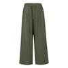 Damen Leinen Lockere Freizeit Hose mit Kordelzug Weite Beine