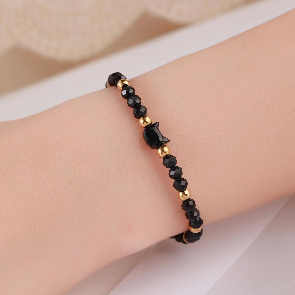 Charming Cat Woven Beaded Couple Bracelet - Handmade Student Hand Jewelry
