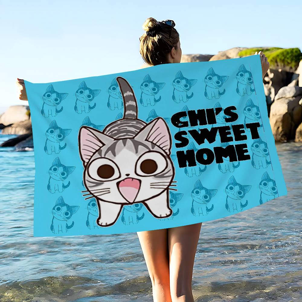 Cat Chis SweetS Home Microfiber Blanket Quick Drying Beach Towels Oversized Printing Super Absorbent Pool Towel Blanket