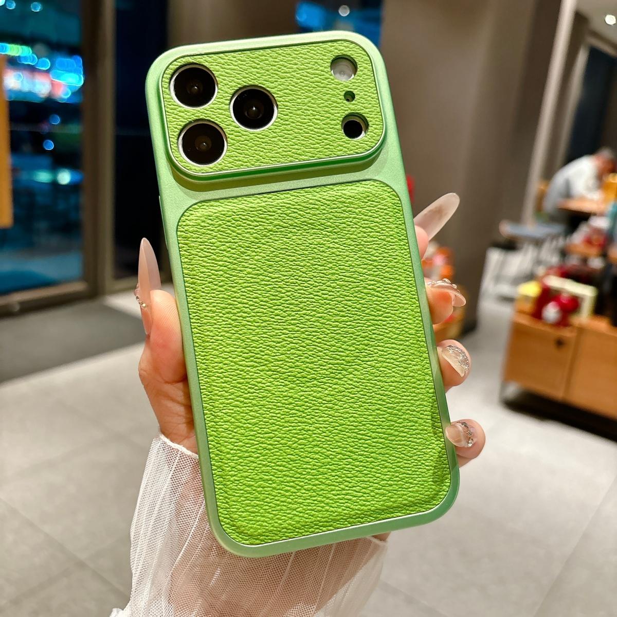 

Fashion Matte Leather Large Window For Magsafe Magnetic Phone Case For 17 16 Plus 15 14 13 Pro Max Shockproof Armor Cover iPhone 13 зелёный