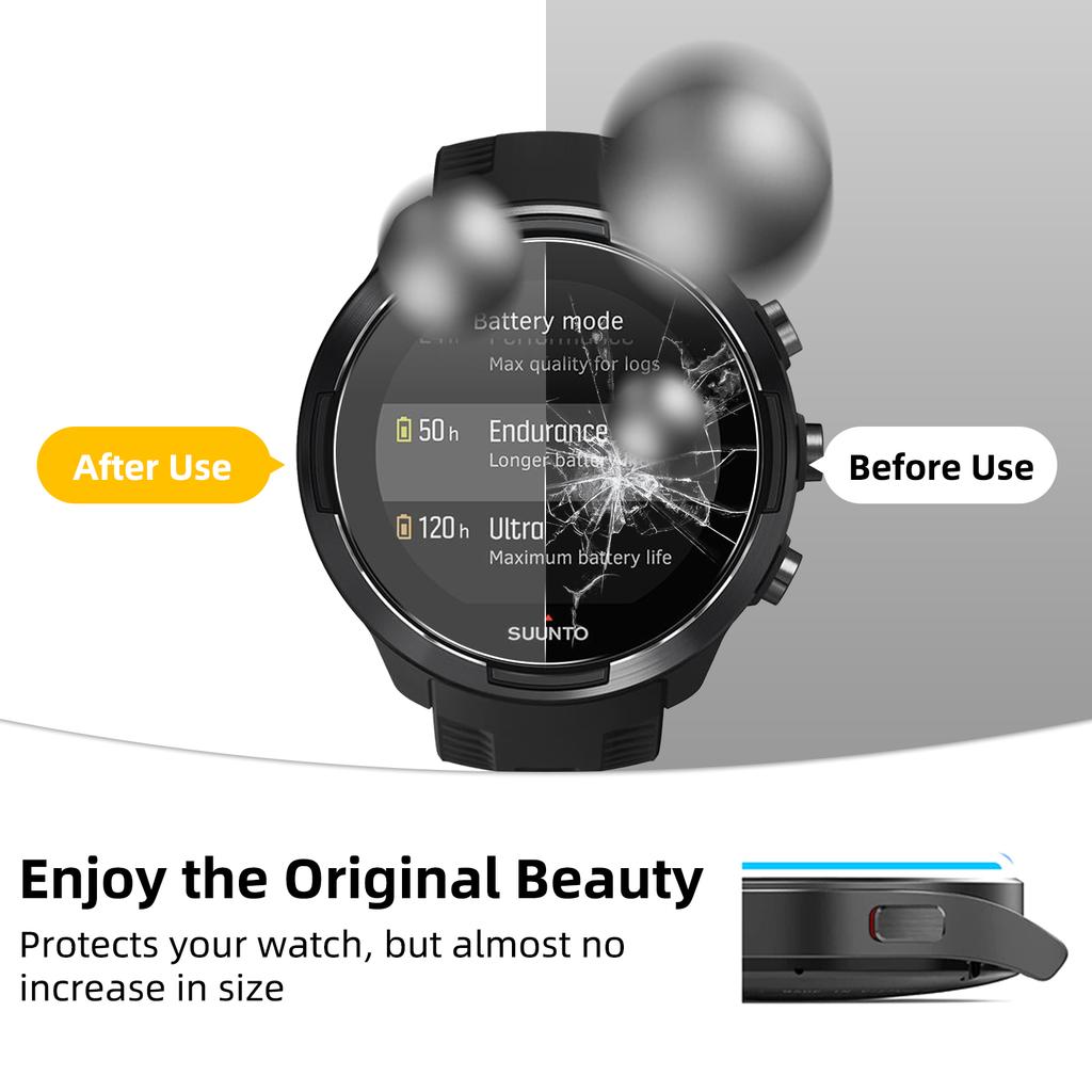 Glass+Case for Suunto 9/7 Screen Protector Tempered Glass & Soft TPU Protective Bumper Cover for Suunto 9 Baro Accessories Set