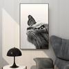 Black And White Cats Butterfly Canvas Painting Cute Animal Poster for Bedroom Decor Sports Landscape Office Room Home Decor G