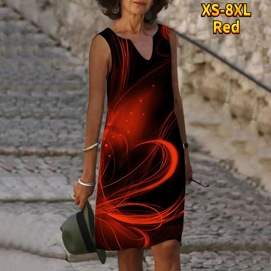 

Женское летнее платье с v-образным вырезом и радужной линией в форме сердца, повседневное платье без рукавов, модное повседневное свободное сексуальное платье размера плюс XS-8XL 8XL красный