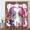 2PCS Leopard Print Heart-shaped Gnome Curtains   Sweet and Cool Style   Bedroom and Living Room   Decorative with Drawbar Pockets
