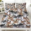 3pcs Fitted Sheet Set Cute Dog Faces Pattern Print Breathable Durable Bed Sheet With Pillowcases For Bedroom Decor
