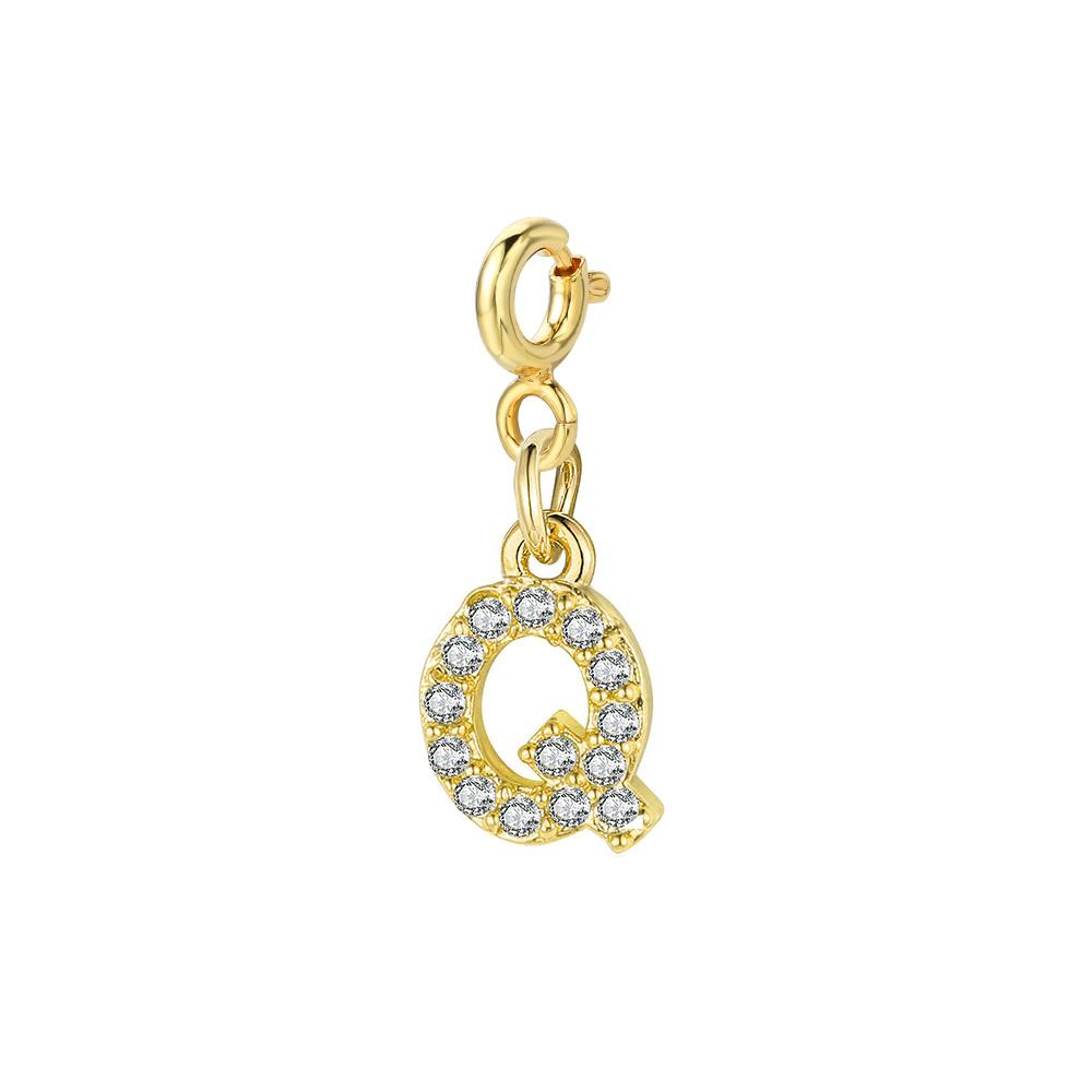 Trendy Gold Color Micro-inserts Zircon Alphabet Charm DIY Making Letter Pendant Necklace Bracelet Accessories Fashion Jewelry