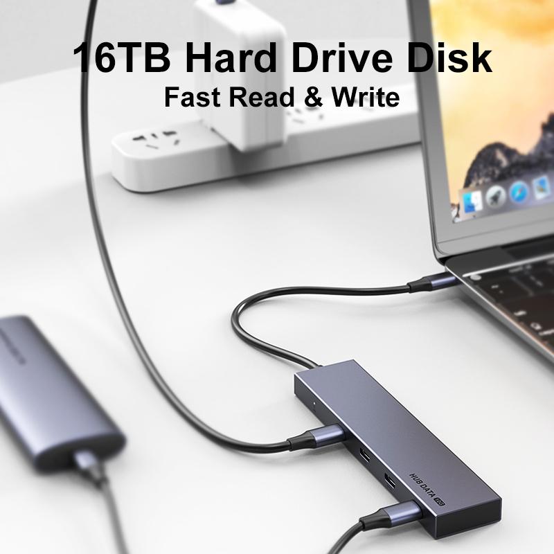 USB C Docking Station 4 Ports Type C Adapter Aluminum Alloy Enclosure 10Gbps Transfer USB Hub with USB-C Ports Fast PD Charge