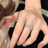 Women Italian Brushed Harp Lace Ring Luxury Stackable Openwork Diamond Ring Simple and Elegant Fashion Jewelry
