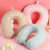 Slow Rebound U-shaped Pillow Portable with Storage Bag Airplane Nap Pad Stripes Design Removable Sleeping Neck Headrest