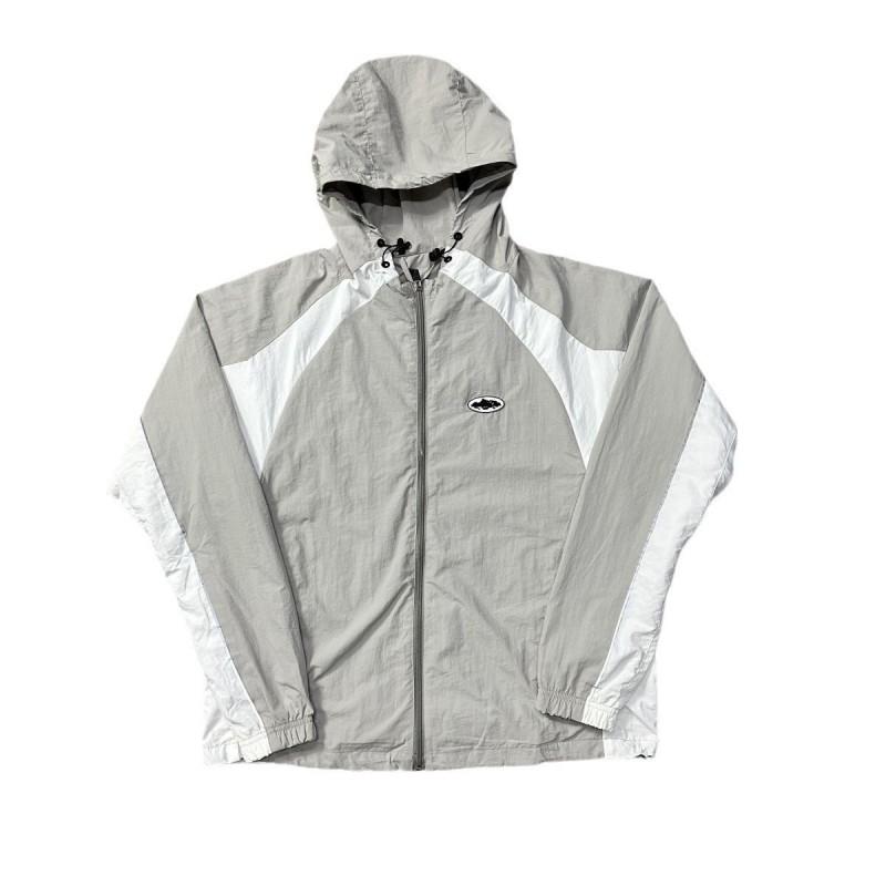 Giacca a vento con cappuccio da uomo con nastro riflettente, giacca softshell casual sportiva, autunno