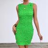 Damen neues Mode Kordelzug Elastisch Blasenmuster Sexy Hüftumhüllendes Kleid Damen