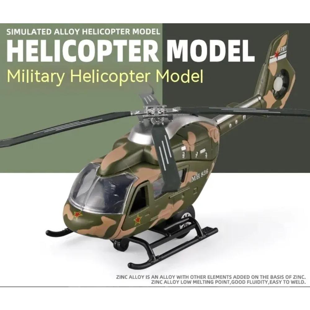 1/64 Scale Military Helicopter Alloy Toy Model with Retroactive Motion, Sound & Light Effects - Ideal for Kids' Play & Collectio