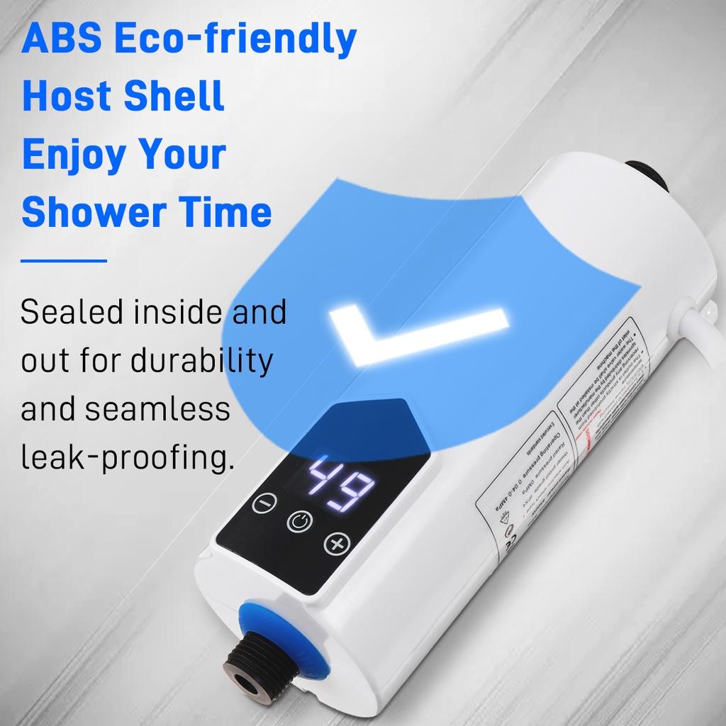 5500W IPX4 Heater Touch Control Instant Electric Water Heating Shower Set Mini LCD Digital Display Kitchen Bathroom Tankless Hot Water Faucet