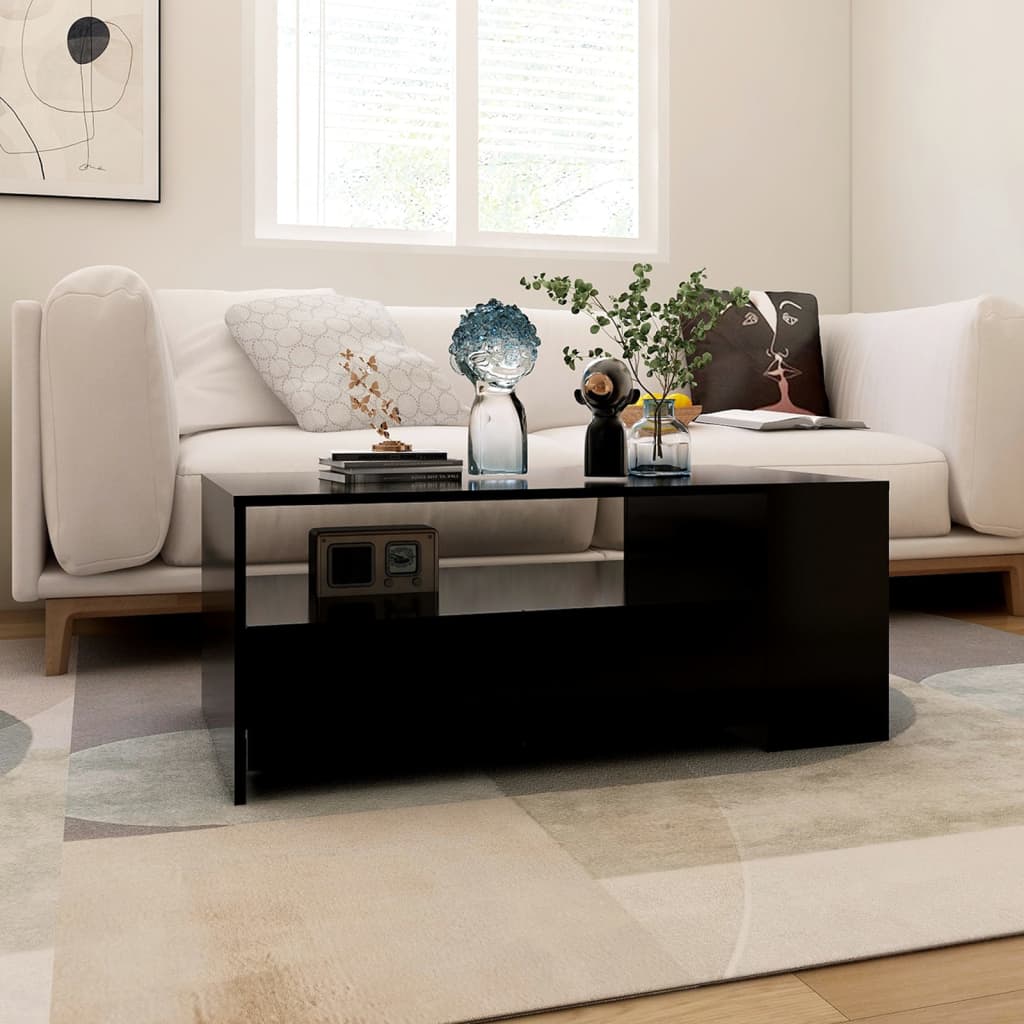 Vidaxl Coffee Table, Black, 102X55X42 Cm, Wood-Based Material