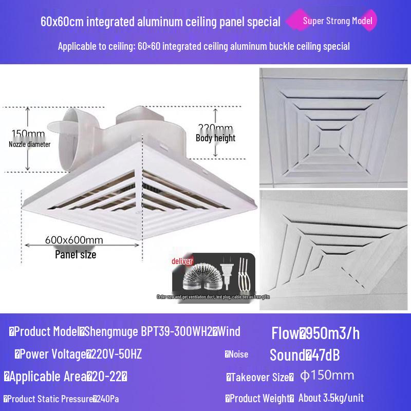 Powerful Silent Integrated Ceiling Ventilation Fan 600x600