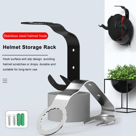Motorcycle Helmet Hook Rack Cycling Equipment Rack Stable Load-bearing Wall Mount Hanger for Helmets Hats Bags Keys