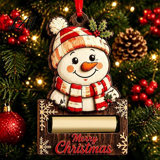 Holiday Hanging Decor Christmas Wooden Money Holder Ornament Santa Reindeer Snowman Elf Cash Holder Xmas Tree Gift Decoration