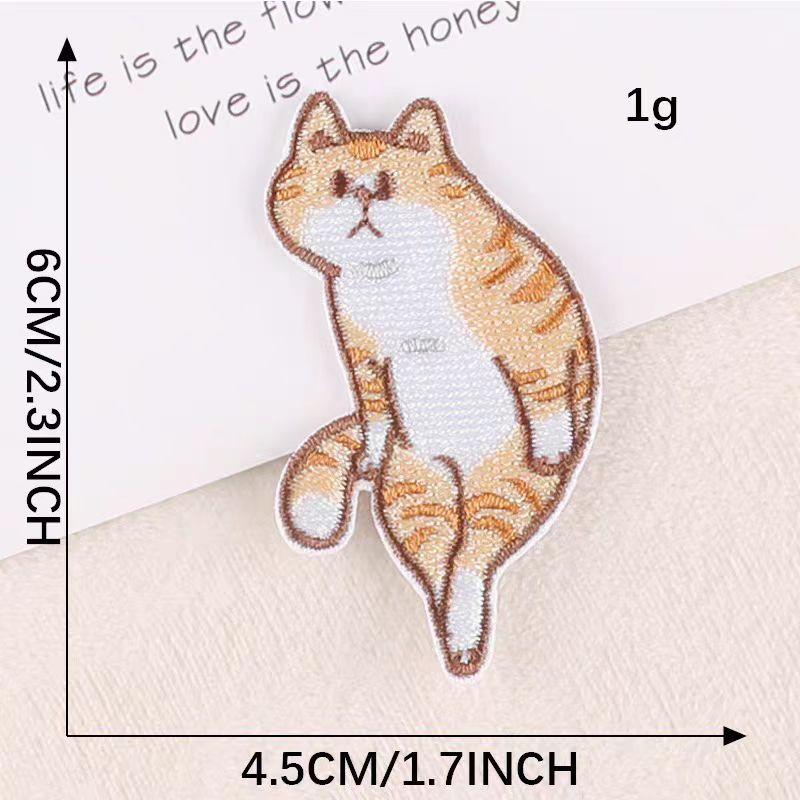 6Pcs/Lot Cute Striped Cats Embroidered Patch Cartoon Animals Applique Fabric Clothing Iron On Patch
