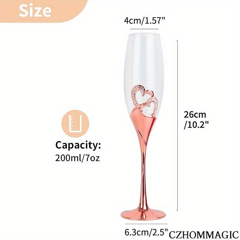 2 pezzi da 6,76 once in cristallo di calici da champagne, bicchieri da sposa per la sposa e lo sposo, tazze da brindisi, set regalo per coppie, in vetro fatto a mano, fidanzamento, matrimonio, Ann