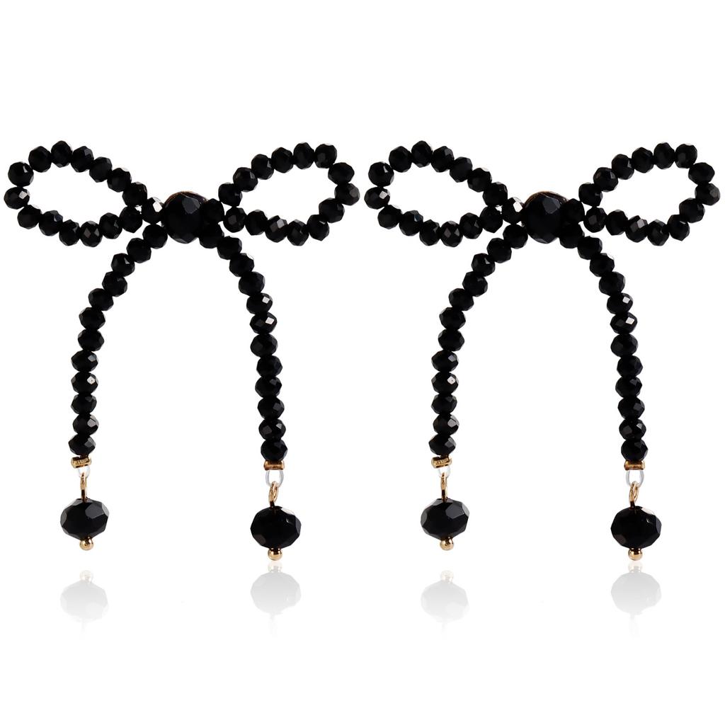 Cross-Border Jewelry, Retro Imitation Pearl Bow Floral Hand-Woven Earrings Internet Celebrities Popular Earrings Women