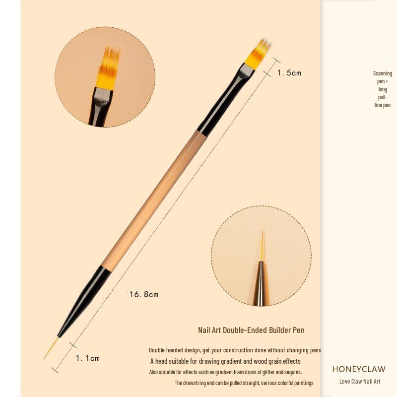 Japanese Dual-Ended Gel Pen for Nail Art: Light-Curing Brush for Painting, Outlining, and Stripping with Round & Flat Head