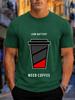 2026 New Arrival Pure Cotton Tshirt Low Battery Need Coffee Funny Coffee Cup Print Crew Neck Unisex Casual Short Sleeve