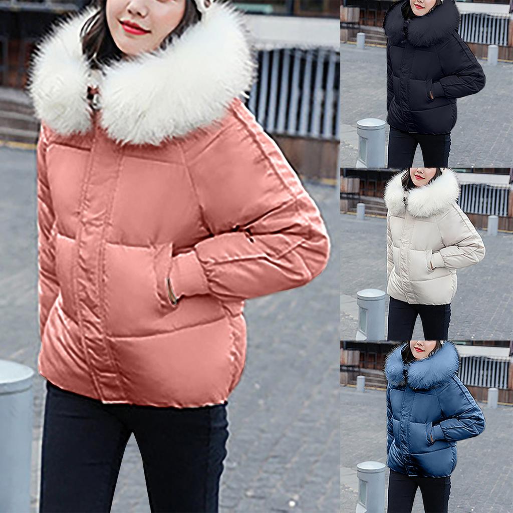 Women's  And Winter Fashion Short Down Cotton Jacket Solid Color Bread Clothes Jacket