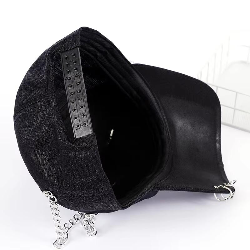 Baseball Cap Hat Metal Ring Chain Star Spring Summer Autumn Punk Hip Hop Rock Adjustable Unisex Men Women Outdoor Casual Cotton