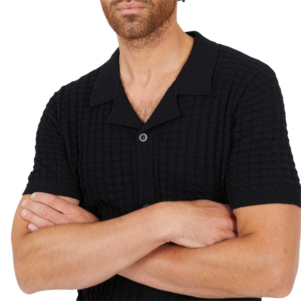 Brave Soul Mens Jacquard Revere Collar Shirt