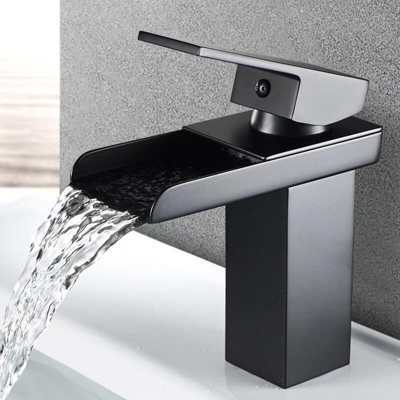 TLXT Black Waterfall Basin Faucet
