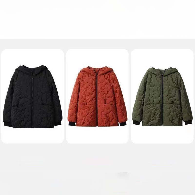 Women's Hooded Cotton Jacket Thin Women's Clothing Winter Thicken Warm Fashion Loose Solid Color Zipper Jacket Commuting Harajuku Style