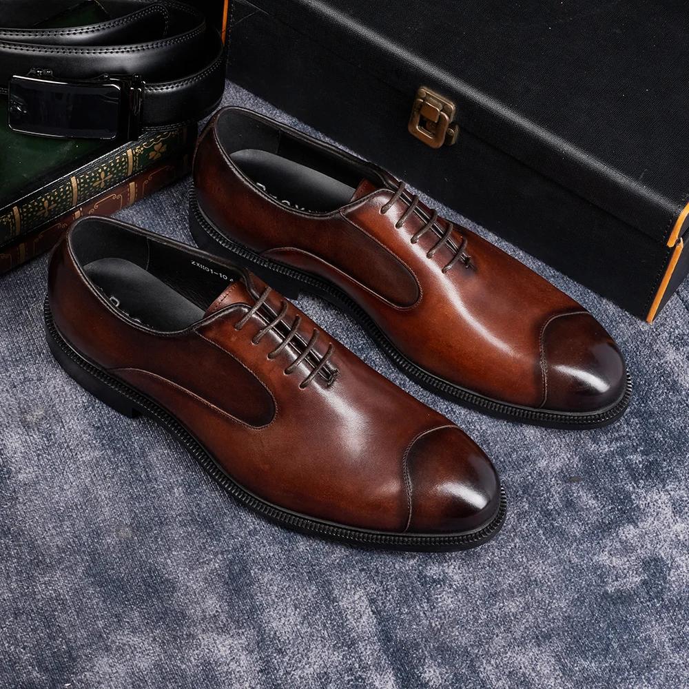 Fashion Men's Genuine Cow Leather Oxford Dress Shoes, Height Increase, Formal Lift Brogues, Wedding Suit Shoes, High Quality Elevator