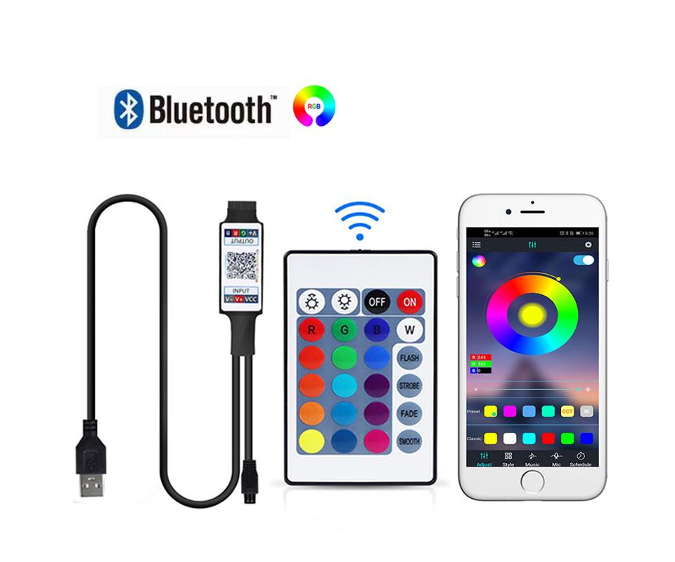 USB Bluetooth RGB Controler 5V 4 Pins RGB Led Controller 5V RGB Led Lights Controller 24Key Remote Smart Controller RGB